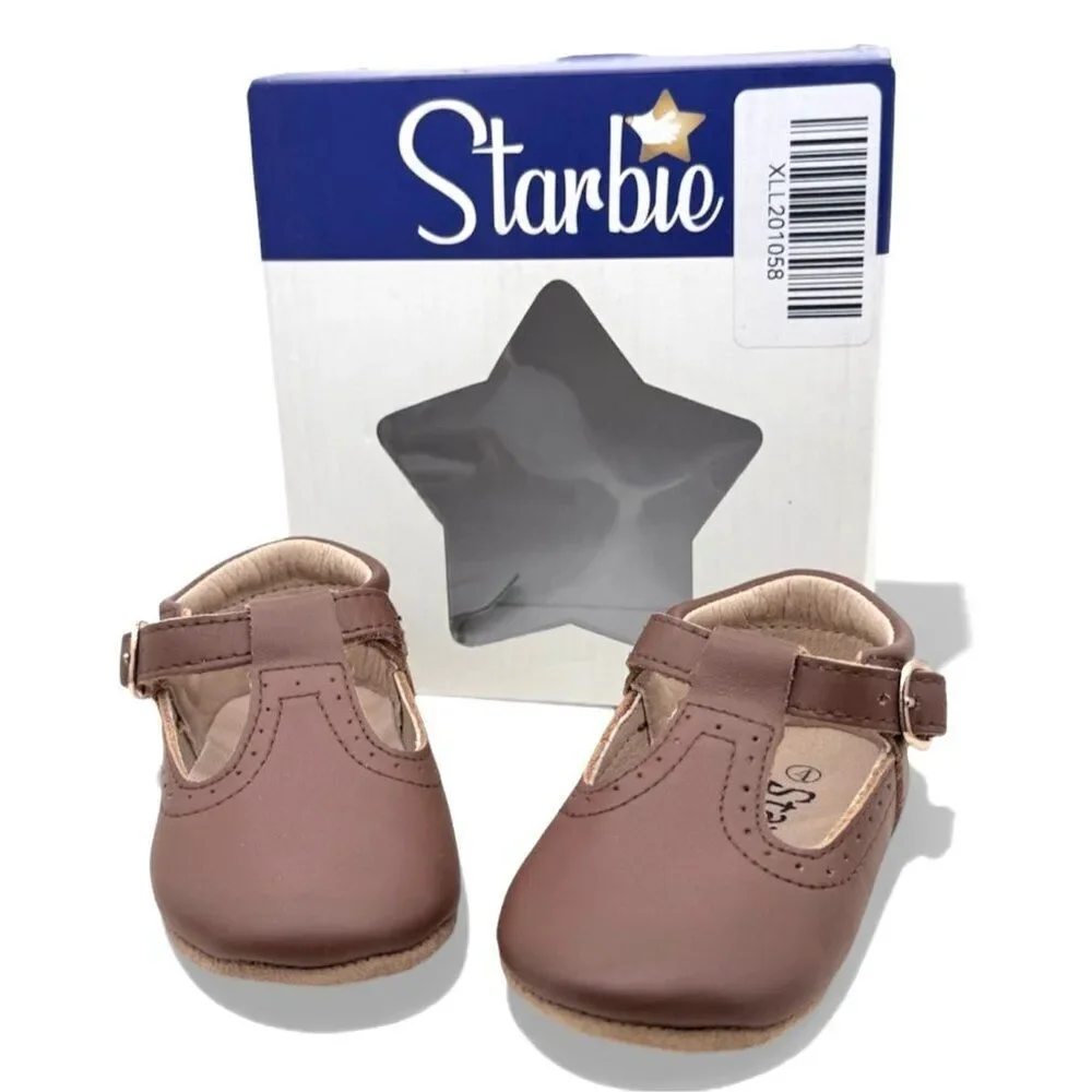 Starbie Genuine Leather Mary Jane T-Bar Shoes Soft Sole Baby Girl  4 (12-18M)